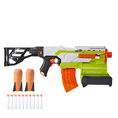 NERF Modulus Demolisher Blaster motorisé 2 en 1, tire des fléchettes et des fusées (exclusivité Amazon)