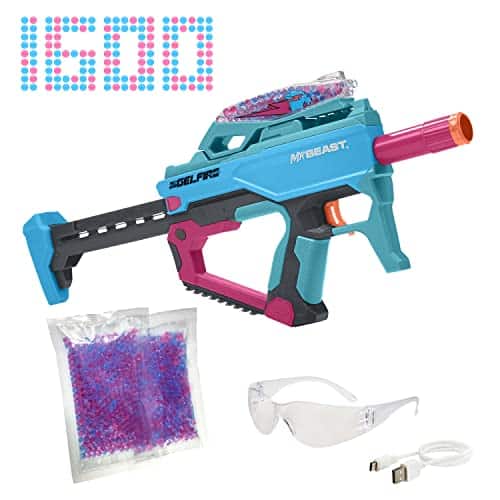 Nerf Pro Gelfire X MrBeast Blaster, 1600 Gelfire Rounds, 300 Round Hopper, Batterie Rechargeable, Lunettes